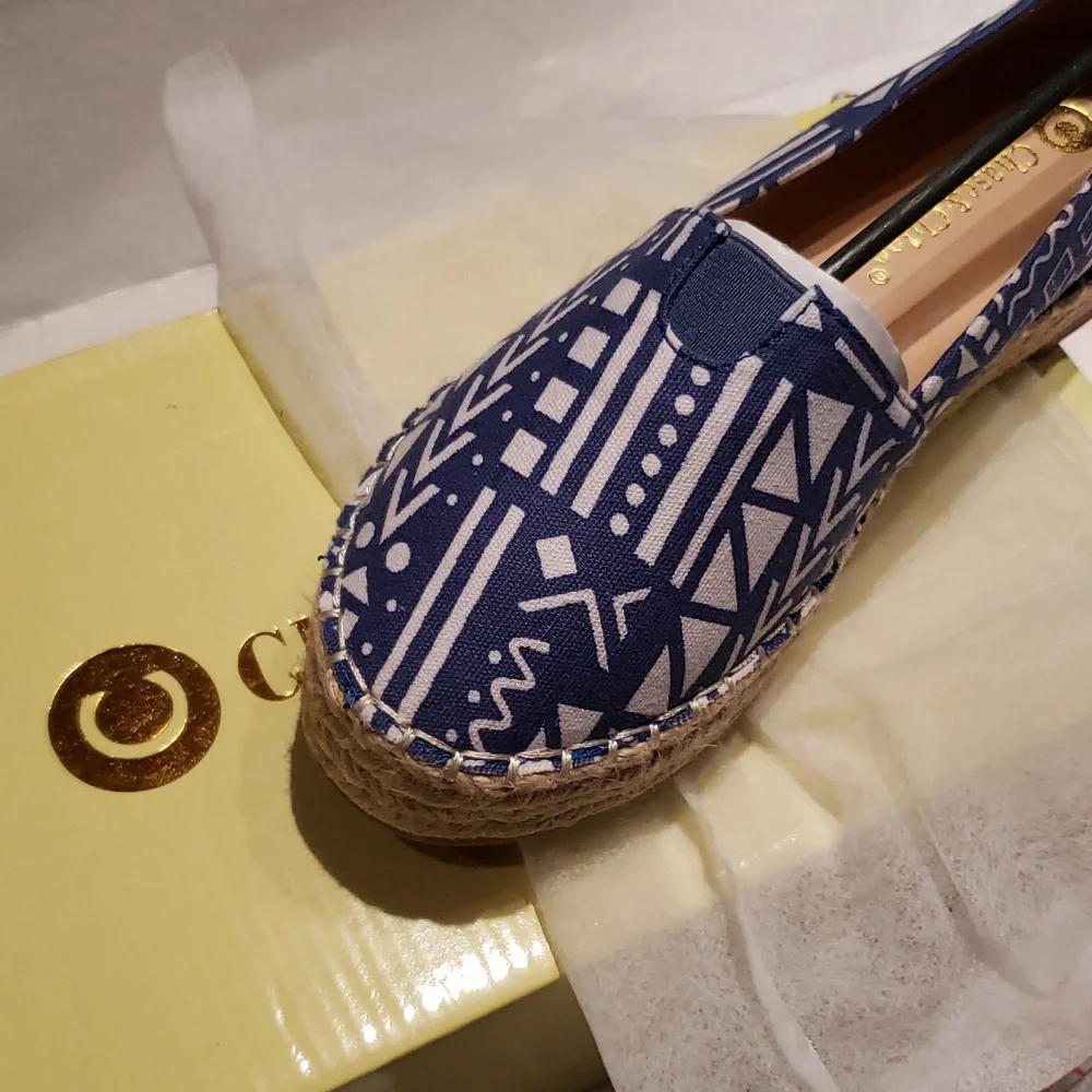 Chase & Chloe New Espadrilles Jute Platform Flats Slip-On NIB Women's 8